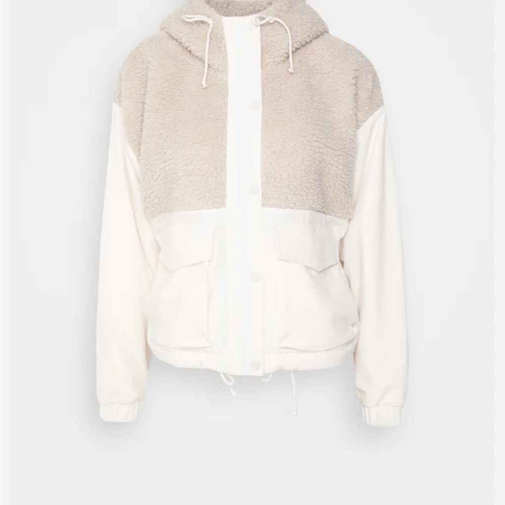 Abercrombie & Fitch Cream and White Hooded Jacket